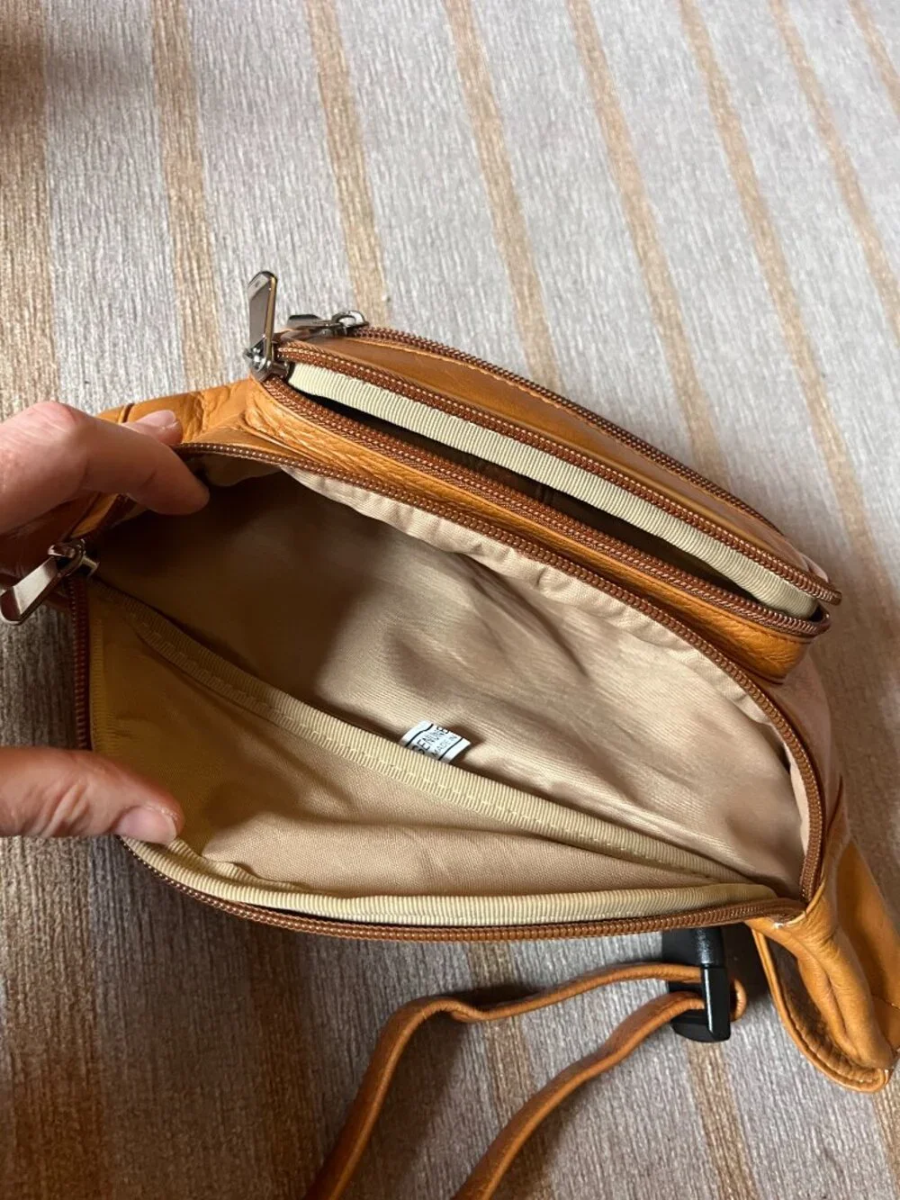 Cognac Leather Fanny Pack Crossbody Bag - Like New!